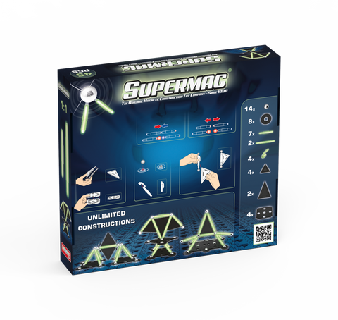 Set de constructie magnetic Supermag Projects Glow, 45 piese