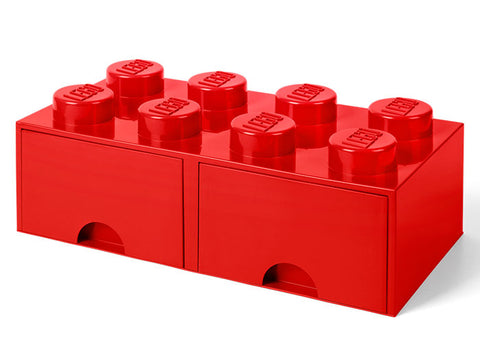 Cutie depozitare LEGO 2x4 cu sertare, rosu