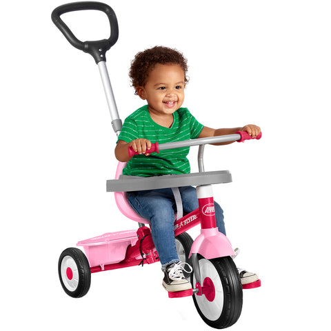 Tricicleta Radio Flyer 3-in-1 Stroll 'N Trike, Roz, 1.5 - 5 ani