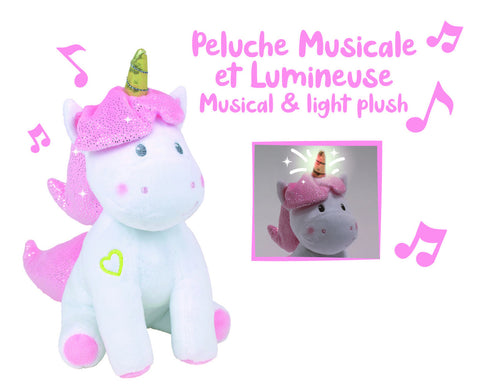 Jucarie Plus Muzicala Jemini Cu Lumini 24cm Unicorn