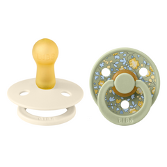 Bibs x LIBERTY - Set 2 suzete Colour Eloise Latex, tetina rotundă, 6 luni+-Ivory/Sage