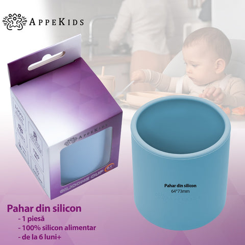 Pahar din silicon, AppeKids - Aqua Blue