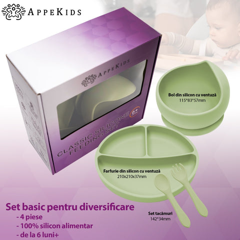 Set Diversificare, AppeKids, 100% Silicon, Basic - Raw Green