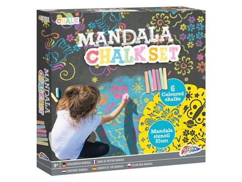 Set DIY, cu sablon XXL si creta colorata de exterior, Mandala, Grafix