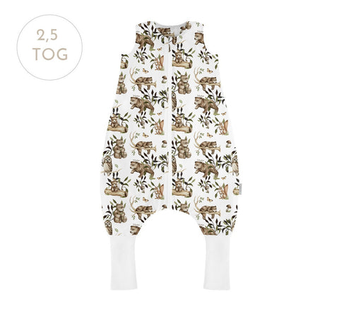 Sac de dormit cu picioare, bumbac cu umplutura 2.5 Tog, tot parcusul anului, Happy Bear, marimea S, 1-2 ani - BabySteps