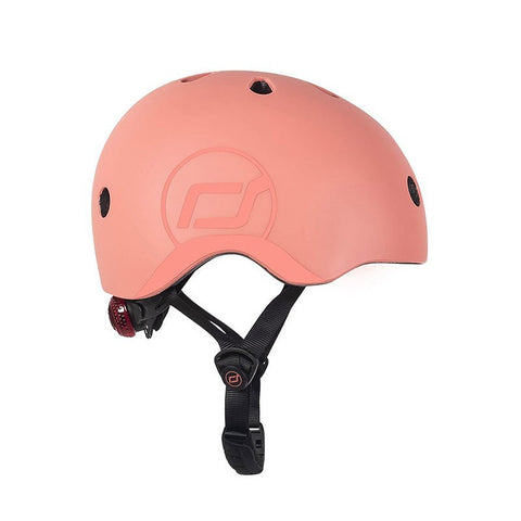 Casca de protectie pentru copii, sistem de reglare magnetic cu led, S-M, 51-55 cm, 3 ani+, Peach, Scoot Ride