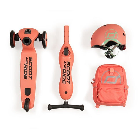 Trotineta copii cu sezut, transformabila 2in1, HighwayKick 1 Peach, 1-5 ani, pana la 50 kg, Scoot Ride