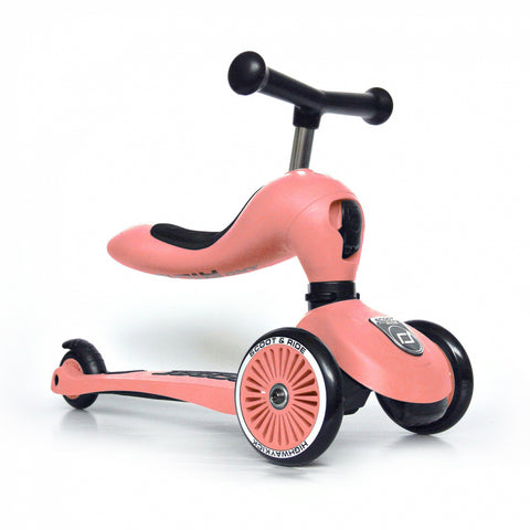 Trotineta copii cu sezut, transformabila 2in1, HighwayKick 1 Peach, 1-5 ani, pana la 50 kg, Scoot Ride