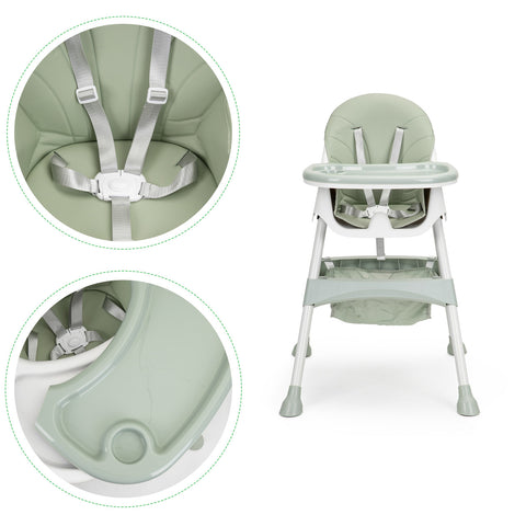 Scaun Pentru Hranire, Ecotoys, stil scandinav, tava reglabila si detasabila, cos depozitare, HC-823, Verde