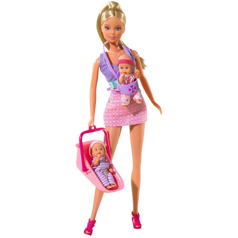 Simba - Papusa Steffi Love Babysitter 29 cm cu 2 Bebelusi si Accesorii