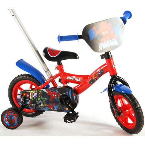 Volare - Bicicleta cu Maner si Roti Ajutatoare Spiderman 10 inch