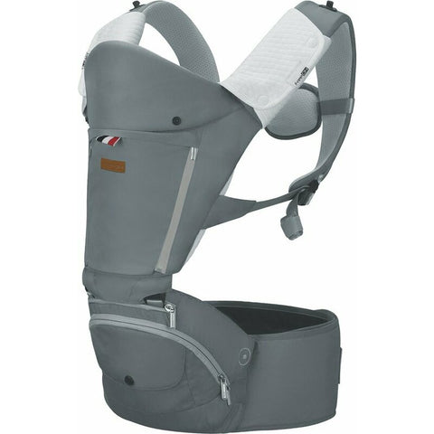 Marsupiu bebe, FreeON, Easy Mode, Cu scaunel 6 in 1, De la 3.5 kg pana la 15 kg, Grey