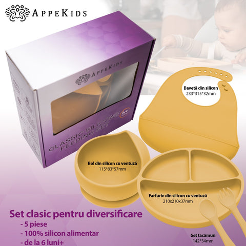 Set Diversificare, AppeKids, 100% Silicon, Classic - Honey