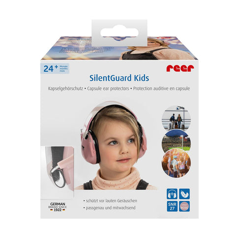 Casti antifonice pentru copii, ofera protectie auditiva, SNR 27, 5+ ani, roz, Reer SilentGuard Kids 53304