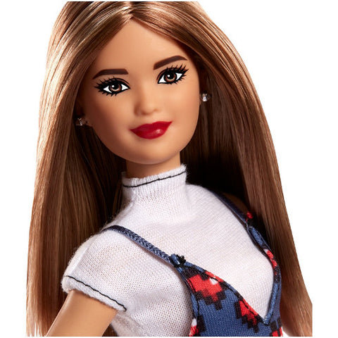 Mattel - Papusa Barbie Fashionista Mignona in Rochita Albastra cu Inimioare