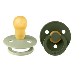 Bibs - Set 2 suzete Colour Latex, tetina rotundă, 18 luni +-Sage/Hunter Green