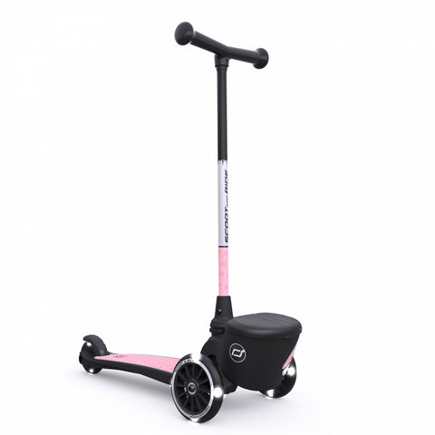 Trotineta copii pliabila cu roti luminoase, suport jucarie, Highwaykick 2 Lifestyle Rose Reflectorizant, 2 ani +, pana la 50 kg, Scoot Ride