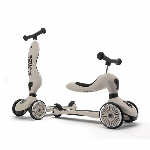 Trotineta copii cu sezut, transformabila 2in1, HighwayKick 1 Ash, 1-5 ani, pana la 50 kg, Scoot & Ride