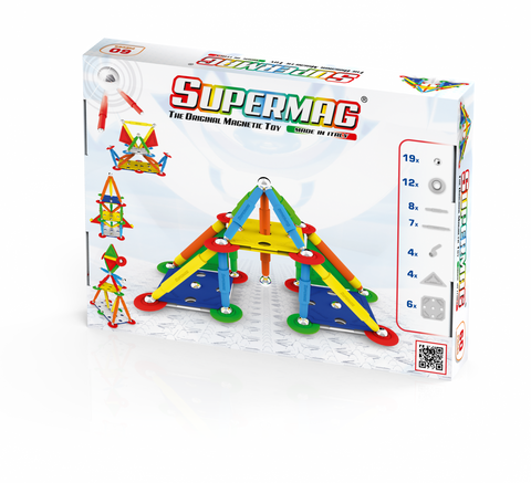 Set de constructie magnetic Supermag Projects Multicolor, 60 piese