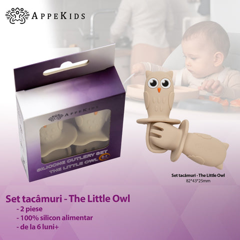 Set Tacamuri din silicon, AppeKids, OWL - Bubble Beige