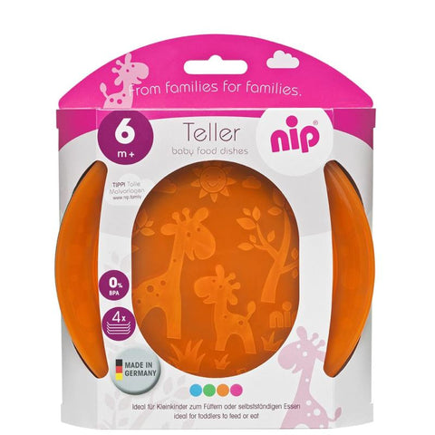 Set 4 farfurii intinse colorate pentru bebelusi si copii, diametru 19 cm, fara BPA, 6 luni+, Nip 37062