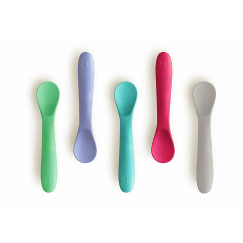 Set 5 lingurite, BBluv, Spoon, Silicon, Textura moale, Anti-bacteriene si non-alergice, Fara BPA, Pink