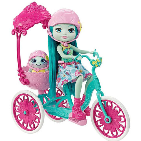Mattel - Set de Joaca EnchanTimals Papusa Taylee Turtle pe Bicicleta