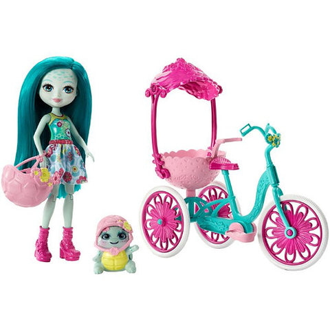 Mattel - Set de Joaca EnchanTimals Papusa Taylee Turtle pe Bicicleta