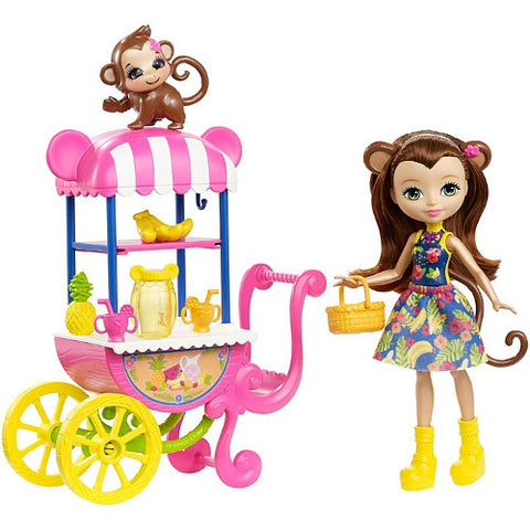 Mattel - Set de Joaca EnchanTimals Papusa Merit Monkey la Standul cu Fructe