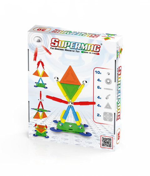 Set de constructie magnetic Supermag Projects Multicolor, 30 piese