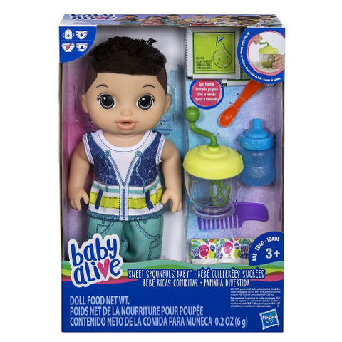 Hasbro - Papusa Bebelus Baietel Brunet Baby Alive Sweet Spoonfuls