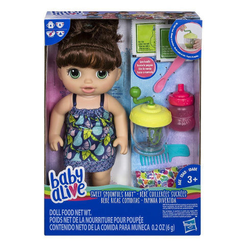 Hasbro - Papusa Bebelus Fetita Bruneta Baby Alive Sweet Spoonfuls