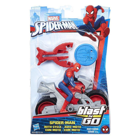 Hasbro - Figurina Spider-Man Blast'n Go cu Motocicleta