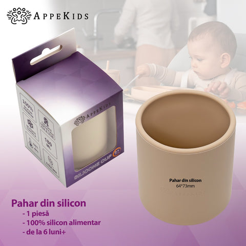 Pahar din silicon, AppeKids - Bubble Beige