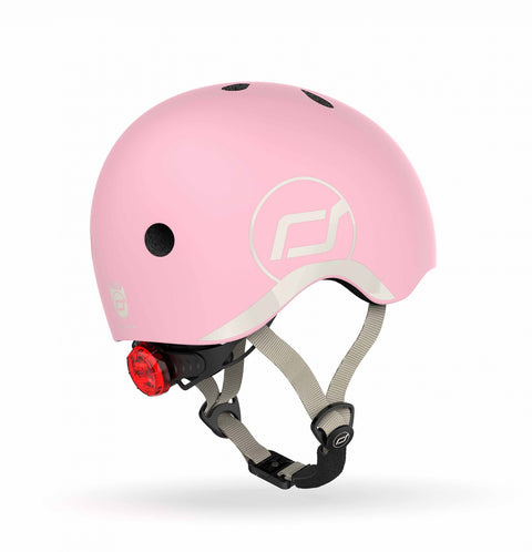 Casca de protectie pentru copii, sistem de reglare magnetic cu led, XXS-S, 45-51 cm, 1 an+, Rose, Scoot Ride