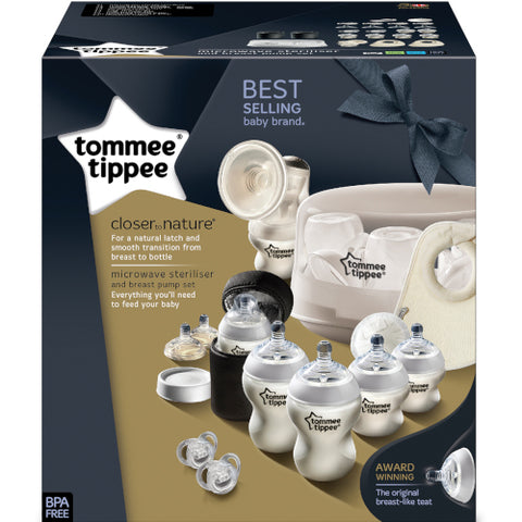 Tommee Tippee - Set Sterilizator Pentru Microunde si Pompa de San Manuala