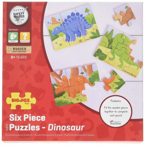 Bigjigs - Set 3 Puzzle din Lemn - Dinozauri