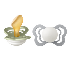 Bibs - Set 2 suzete Fosforescente Couture Glow Latex, tetina anatomica, 6 luni +-Sage/Clou...