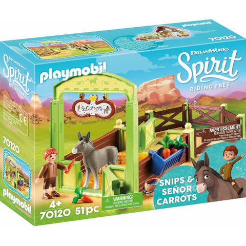 Playmobil -  Set de Constructie Grajd si Copil cu Morcovi - Spirit