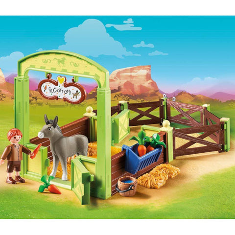 Playmobil -  Set de Constructie Grajd si Copil cu Morcovi - Spirit