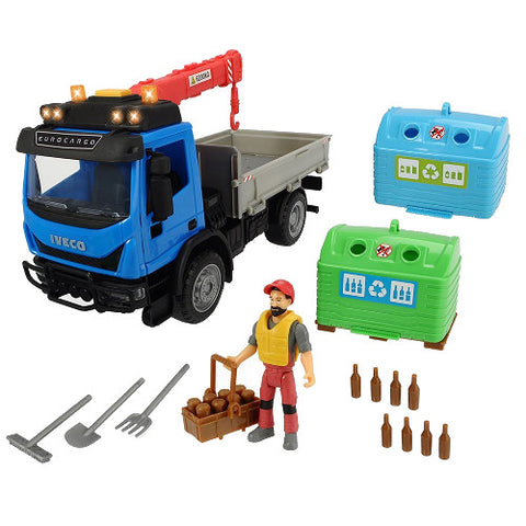 Dickie Toys - Camion Playlife Iveco Recycling Container Set cu Figurina si Accesorii
