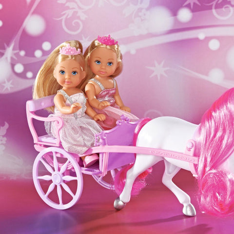 Simba - Set 2 Papusi Evi Love 12 cm si Caleasca Romantic Carriage 