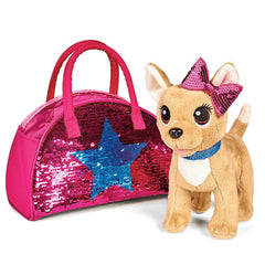Jucărie de Plus Cățel Chi Chi Love Swap Fashion 20 cm cu Gentuță