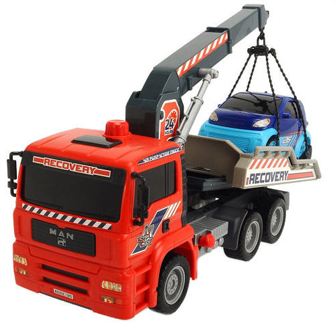Dickie - Camion de Tractare  MAN Air Pump Crane Truck cu 1 Masinuta