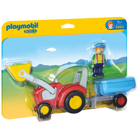 Playmobil - Figurina Tractor cu Remorca - 1.2.3