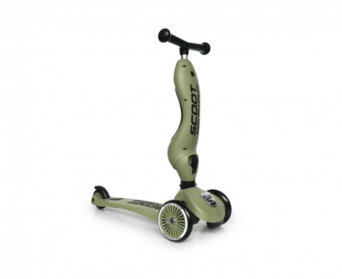 Trotineta copii cu sezut, transformabila 2in1, HighwayKick 1 Olive, 1-5 ani, pana la 50 kg, Scoot & Ride