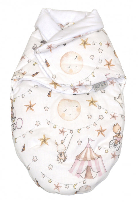 Sistem de infasare, Baby swaddle din Bumbac cu umplutura antialergica BabySoft, Circ Roz