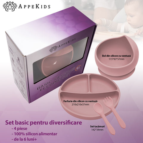 Set Diversificare, AppeKids, 100% Silicon, Basic - Old Rose