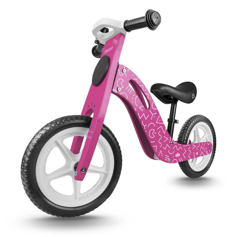 Bicicleta de echilibru din lemn pentru copii, scaun din spuma, roti 12 inchi, Ricokids, 7614, Roz