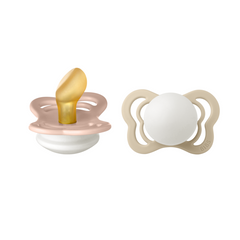 Bibs - Set 2 suzete Fosforencente Couture Glow Latex, tetina anatomica, 0 luni +-Blush/Van...